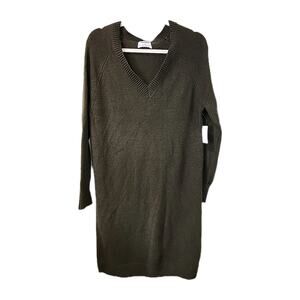 Old Navy Sz M Tall Sweater Dress olive green long sleeves stretchy